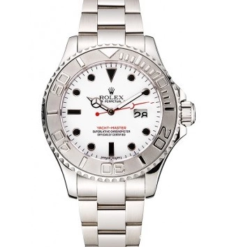 Rolex copies cheap White Dial And Steel Bracelet Stainless Rolex Case Yacht-Master 0709